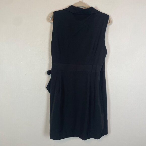 NWT Simply Noelle Womens L/XL Black Sleeveless Collared Wrap Dress Button Detail - Picture 6 of 9